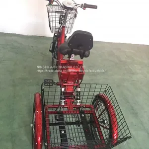 350Вт, 48В электрический трицикл с передней и задней корзиной, EWheels электротрицикл для взрослых thumbnail-4