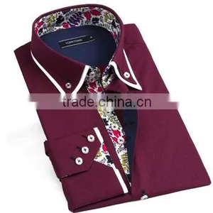 New Italian Designs Man Dress Shirts Fashion Man Shirts Double Collar Shirts Wine thumbnail-1
