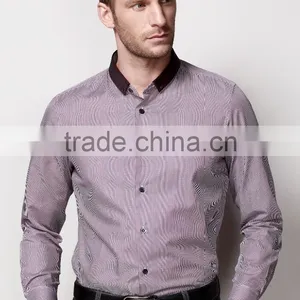 New Design Contrast Fabric Made to Measure Cotton Slim Men Shirt BSZ0079 thumbnail-1