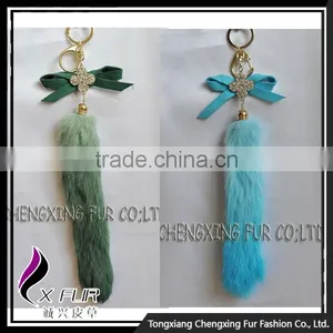 CX-R-40B Best Selling Wholesale Key Chain Dip Dyeing Rabbit Fur Keychain Ring thumbnail-2