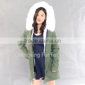 CX-G-P-08C 2016 New Fashion Rex Rabbit Fur Winter Parka With Fox Fur Trim thumbnail-2