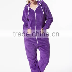 Fleece Warm Bear Onesie Jumpsuit Plain Purple Bear Onesie thumbnail-2
