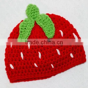 Lovely Wool Hat Crochet Baby Strawberry Hat thumbnail-1
