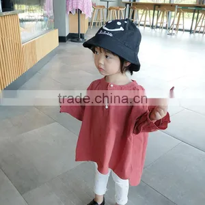 1-6 Years Wholesale 2017 Autumn Cotton Full Sleeves Irregular Girls Blouses (pick Size Color) thumbnail-3