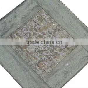 Gray Throw Pillow - Brocade Zari Sequin Elephant Couch Cushion Cover 16" thumbnail-1