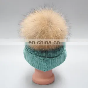 2015 New Year Product Cute Fashion Knit Kids Hats Fur Pom Pom Crochet Baby Hats thumbnail-4