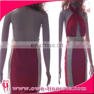 New Arrived Contrast Block Print Midi Dress Ladies Fashion Badycon Dress With Short Sleeve thumbnail-3
