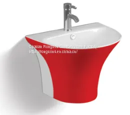 Chaozhou Ceramic Wall Hung Bathroom Sanitary Ware Single Hole White Good Design Luxury Hand One Piece Basin Sink thumbnail-3