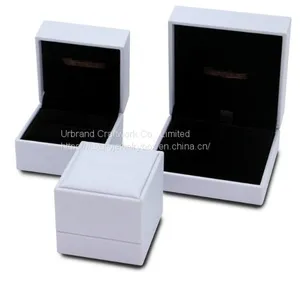 Plastic Jewelry Box for Fashion Brand Jewelry, Plastic Box Covered With White PU Outside ​and Velvet Paper Inside. thumbnail-1