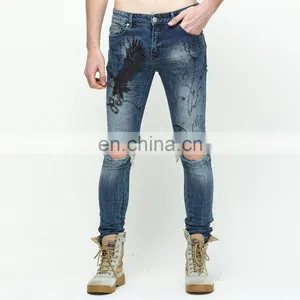 DiZNEW Factory Direct Wholesales Graphic Printing Straight Pants Jeans Man thumbnail-1