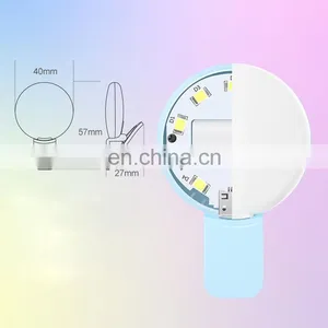 Wholesale Led Mini Selfie Ring Flash Light Mobile Phone Clip Usb Rechargeable Dimmable Makeup Lights thumbnail-3