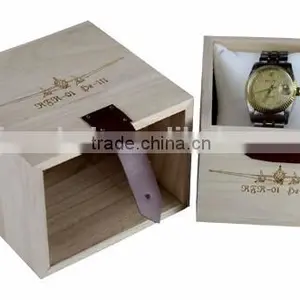 Custom Logo Natural Color Solid Wooden Watch Gift Box,sliding Wood Watch Boxes thumbnail-3