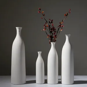 Grace Elegant Large White Hand Made Simple Ceramic Vase For Coffee Shop Living Room thumbnail-1