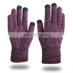 Custom Logo Winter Knit Mittens Gloves Touchscreen Warm Thermal Soft Elastic Gloves for Women Men thumbnail-4