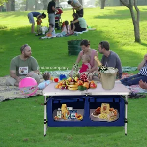Portable Camping Kitchen Table Aluminum Lightweight Multifunctional Camping Kitchen Table BBQ Party Camping Kitchen Cupboard thumbnail-1