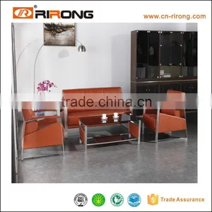 Luxury Furniture Brown Leather Reception Sofa CEO Office Sofa RR-8073 thumbnail-3