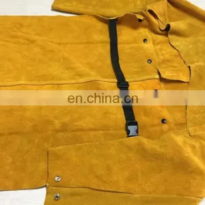 Mens Cow Split Leather Welding Apron With Long Sleeves, Welder Leather Apron, Safety Jacket thumbnail-2