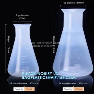 50ml 100ml 250ml 500ml 1000ml Laboratory Narrow Neck Plastic Erlenmeyer Flask, Narrow Neck Flask Erlenmeyer Flask With Lid thumbnail-2