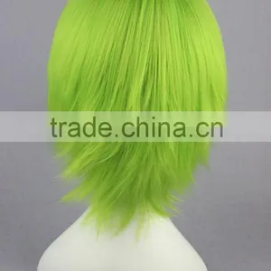 High Quality 35cm Short Straight GUN DAM Ribbons Almark Light Green Wig Cosplay Synthetic Anime Wig Cosplay Hair Wigs thumbnail-5