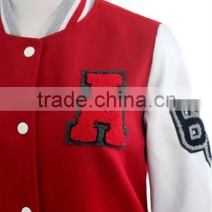 Red Wool Leather Varsity Letterman Jacket thumbnail-1