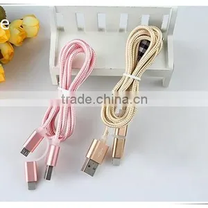 Dual Head Micro Usb & Ios Usb Braid Weave Data Cable for AUSU T45/Zenfone Zoom/2 Laser thumbnail-1