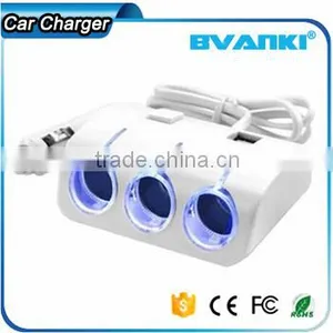 New Factory Price 3 Sockets Car Cigarette Lighter DC Power 12V 24V Car Cigarette for IPhone Usb Car Charger With Dual USB Ports Supplier's Choice thumbnail-1