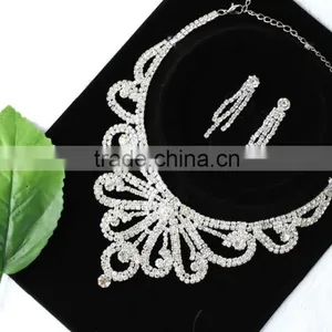 Cheap Silver Bridal Necklace and Earring Sets Wedding Rhinestone Bridal Jewelry Sets thumbnail-6
