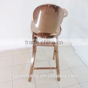 Modern Golden Stainless Steel Legs Bar Chair thumbnail-4