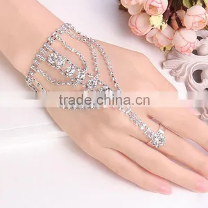 Attractive Shiny Ladys Best Gift Finger Chain Ring Bracelet thumbnail-5