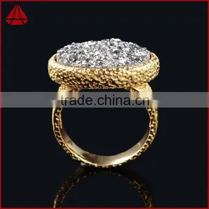Vintage Style Oval Titanium Druzy Chunky Ring thumbnail-6
