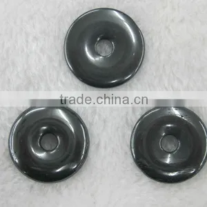 Natural Carved Donut Shape Semi Precious Stone Hematite Pendant thumbnail-1