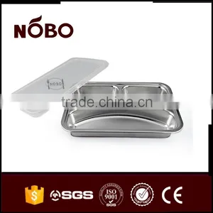 Small Size 3 Compartments Stainless Steel Square Fast Food Tray With Lid thumbnail-5