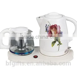 Enamel Kettle Set/ Ceramic LED Electric Kettle/ White High Quality Teapot Set/ 2015 New Design thumbnail-1
