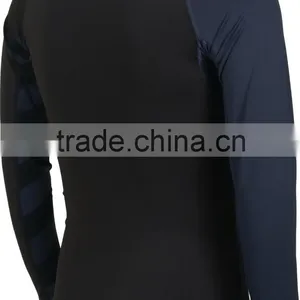 92% Polyester 8% Spandex (Lycra) Crew Neck Long Grey Black Compression Shirt / Rash Guard With Sublimated Side Panels thumbnail-2