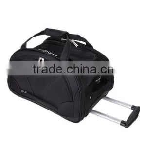 Fashion Black Polyester Rolling Duffel Bag With Trolley Super Light thumbnail-3