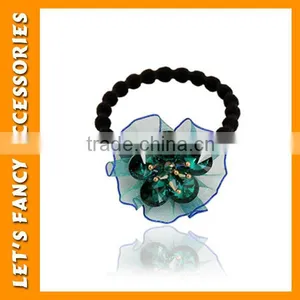 PGHD0350 Accept Paypal Multicolor Flower Lace Elastic Hair Band With Crystal Stone Decorated thumbnail-2