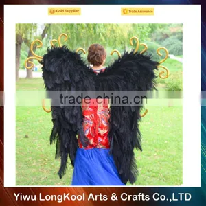 High Quality Wholesale Cosplay Black Large Feather Angel Wings thumbnail-1