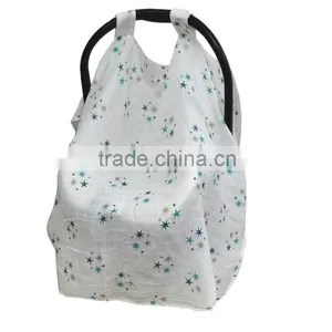 Hot Sale Breathable Muslin Fabric Baby Car Seat Canopy Baby Carrier Car Seat Cover thumbnail-2