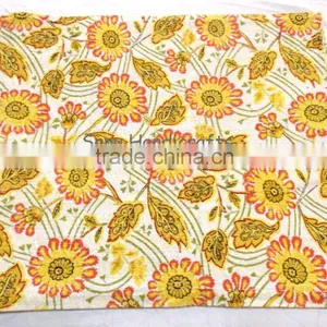 Indian Handmade Quilt Vintage Kantha Bedspread Throw Cotton Blanket Ralli Gudari thumbnail-5