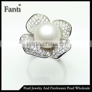Antique Pearl Ring 925 Silver Flower Design for Women thumbnail-1