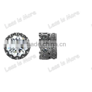 Gun Metal Crown Setting CZ Silver Stud Earrings thumbnail-1