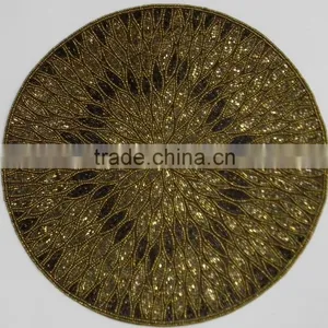 Np569 Flower Glass Beaded Embroided Indian Placemat thumbnail-1