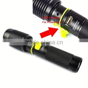 6618 IPhone 4s /5 Power Bank Charger USB Rechargeable High Power XML T6 Led Power Bank Flashlight thumbnail-2