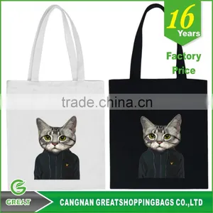 Black Coated Cotton Shopping Bag With Logoprinted thumbnail-1