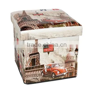 2016 Hotsales Vintage Folding Storage Stool Seating Box Ottaman thumbnail-1