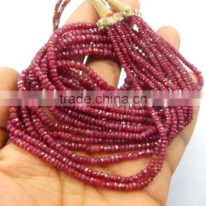 Natural Faceted Red Ruby Roundel Beads, Ruby Beads Strand thumbnail-6