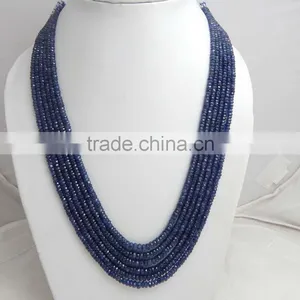 Natural Royal Blue Sapphire Roundel Faceted Beads thumbnail-4