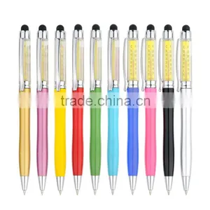 New Design Diamond Ball Pen With Touch Stylus , Promotional Plastic Pen With Crystal Top thumbnail-1