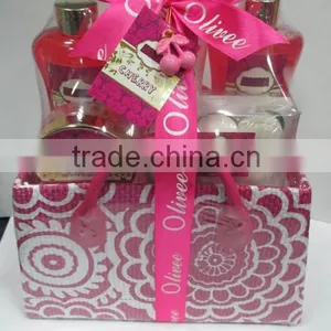 Shower Gel Body Lotion Set in Colorful Basket thumbnail-2