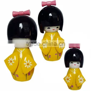 Pretty Wooden Kokeshi Japanese Baby Dolls for Sale thumbnail-3